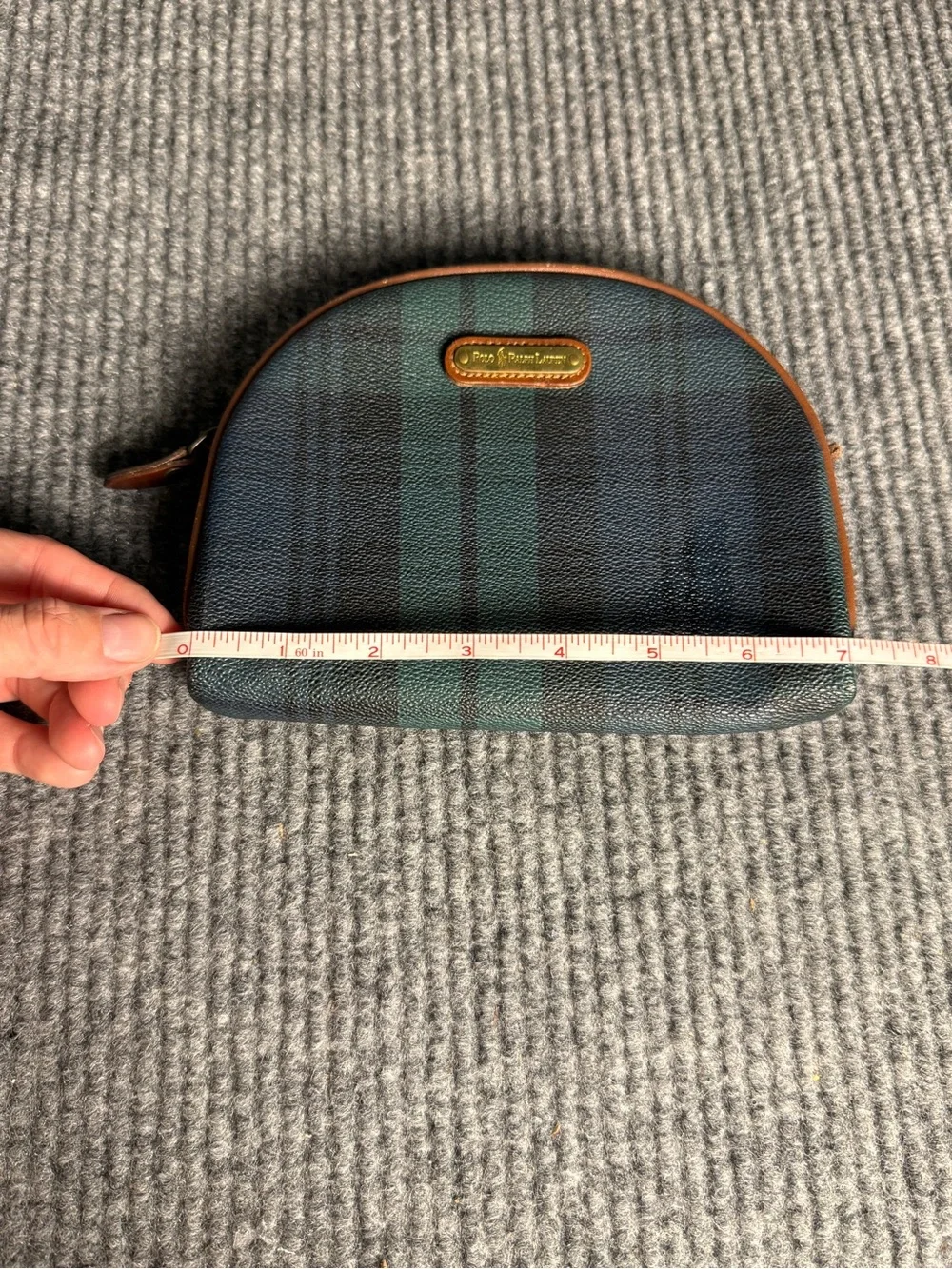 Vintage Polo Ralph Lauren Black Watch Plaid Dome Cosmetic Pouch Clutch Bag